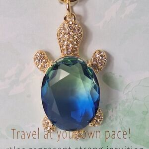 🌊🐢Gorgeous Gold & Blue Sea Turtle Handbag Charm 💎